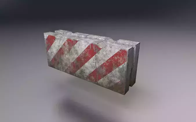 Concrete block restricting traffic PBR low-poly game ready