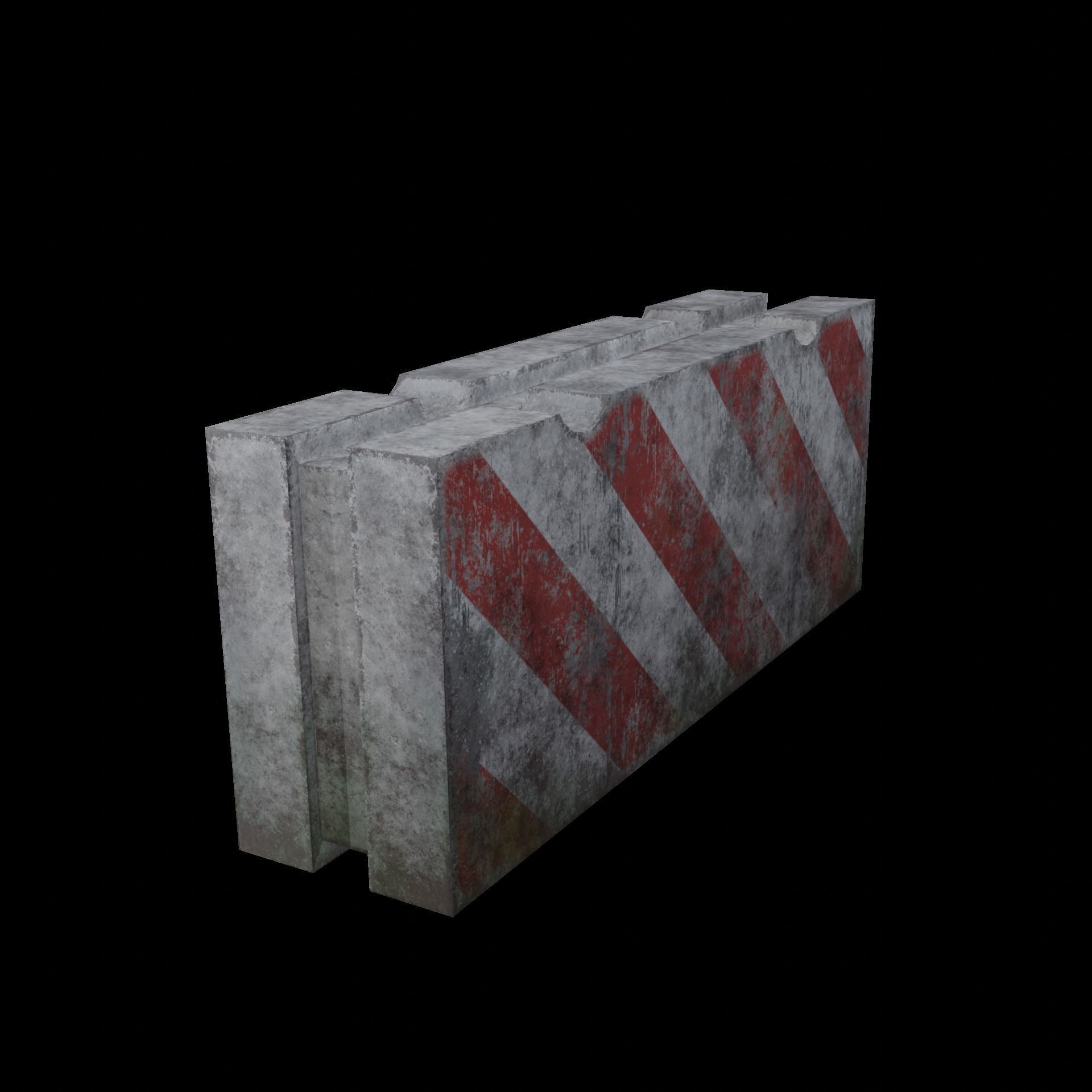 Concrete block restricting traffic PBR low-poly game ready Low-poly 3D model_3