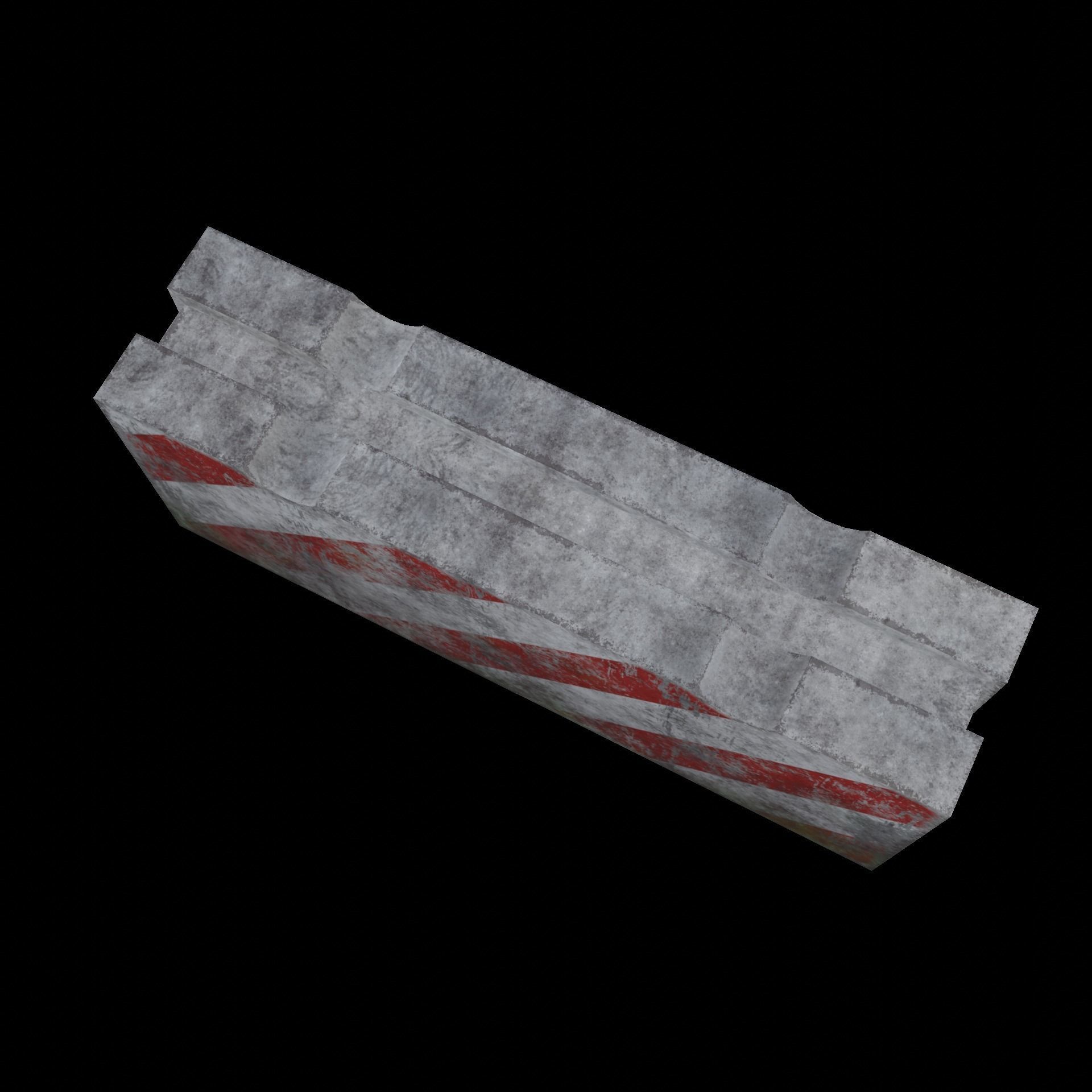 Concrete block restricting traffic PBR low-poly game ready Low-poly 3D model_2