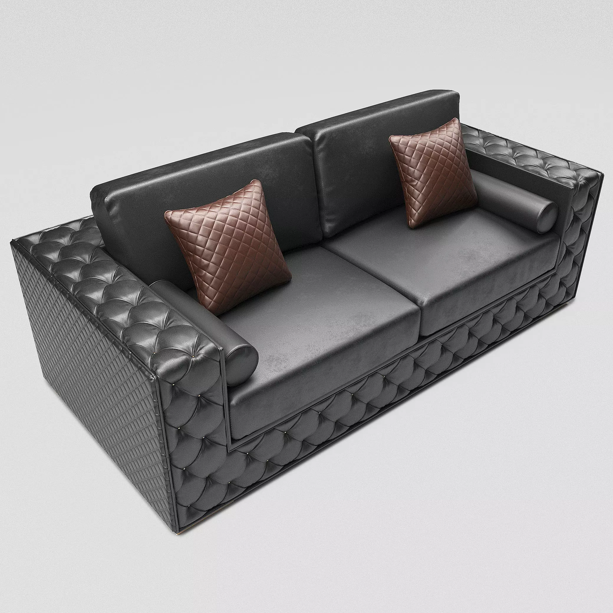 Black Leather Sofa Low-poly 3D model
