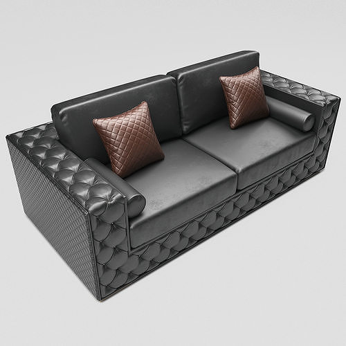Black Leather Sofa  Low-poly 3D model