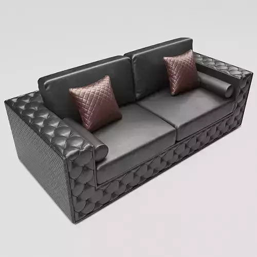 Black Leather Sofa 