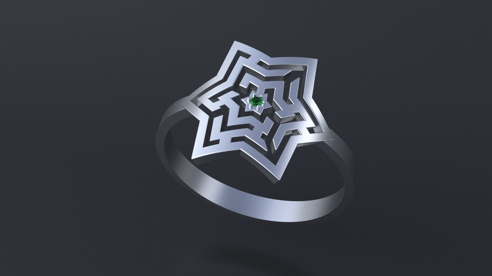 Star maze ring for CNC or 3D print model_7