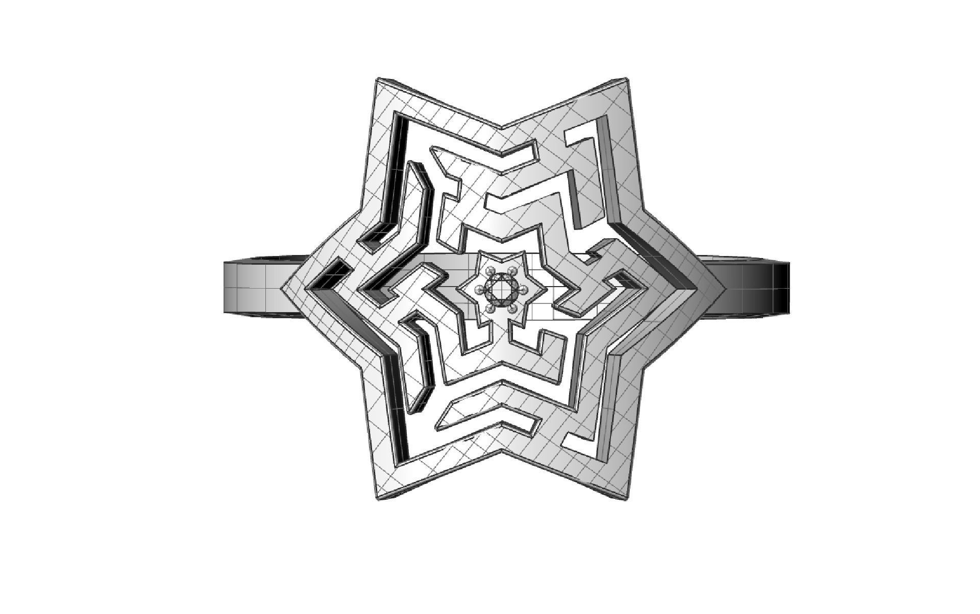 Star maze ring for CNC or 3D print model_2