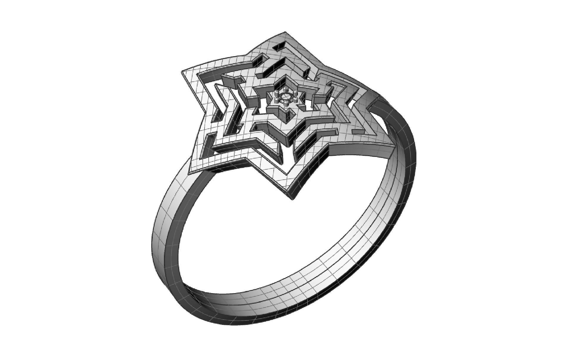 Star maze ring for CNC or 3D print model_3