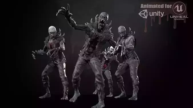 SuperZombie1  full pack 7 characters Low-poly 3D model