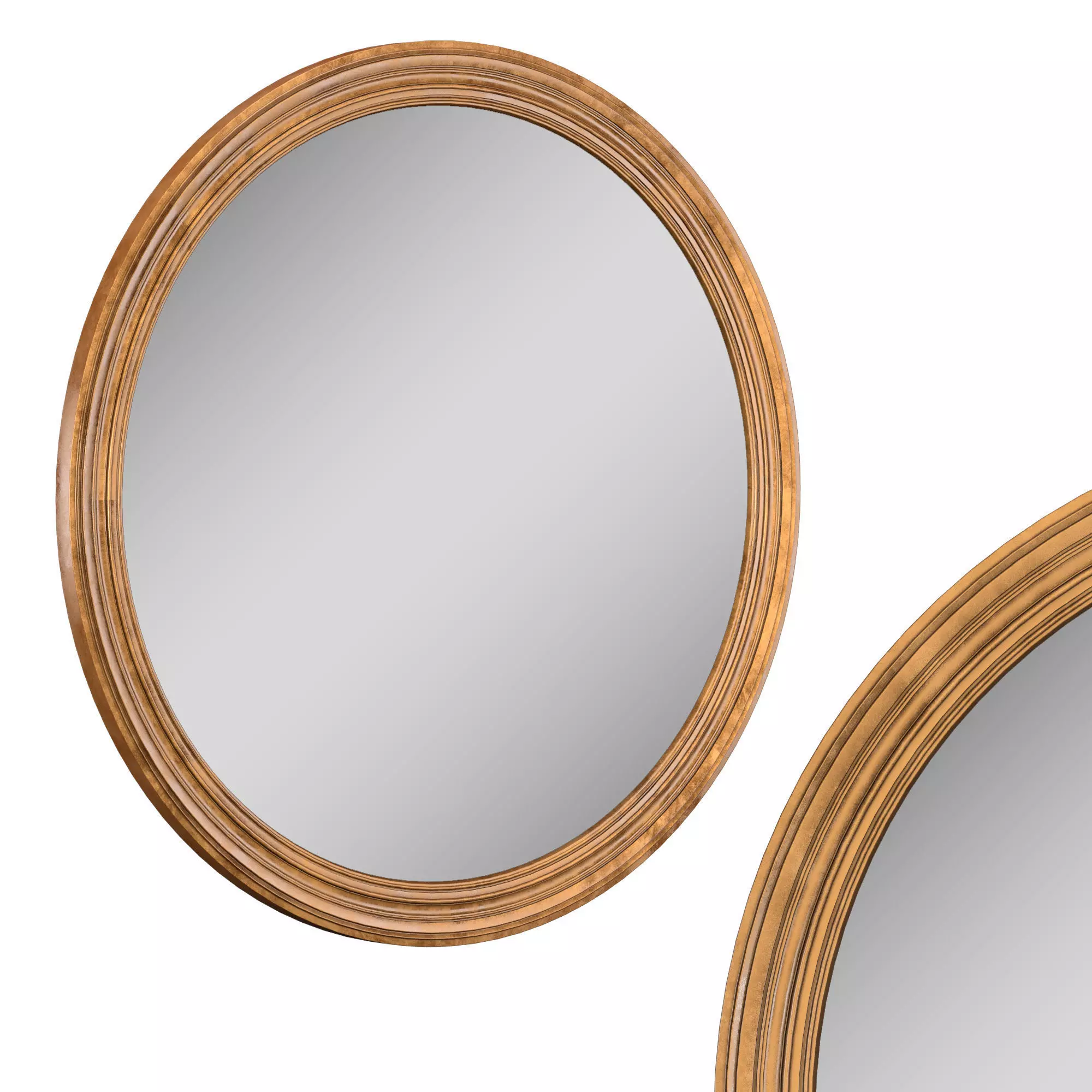 BAROQUE GILT ANTIQUED GLASS ROUND MIRROR 3D model_0
