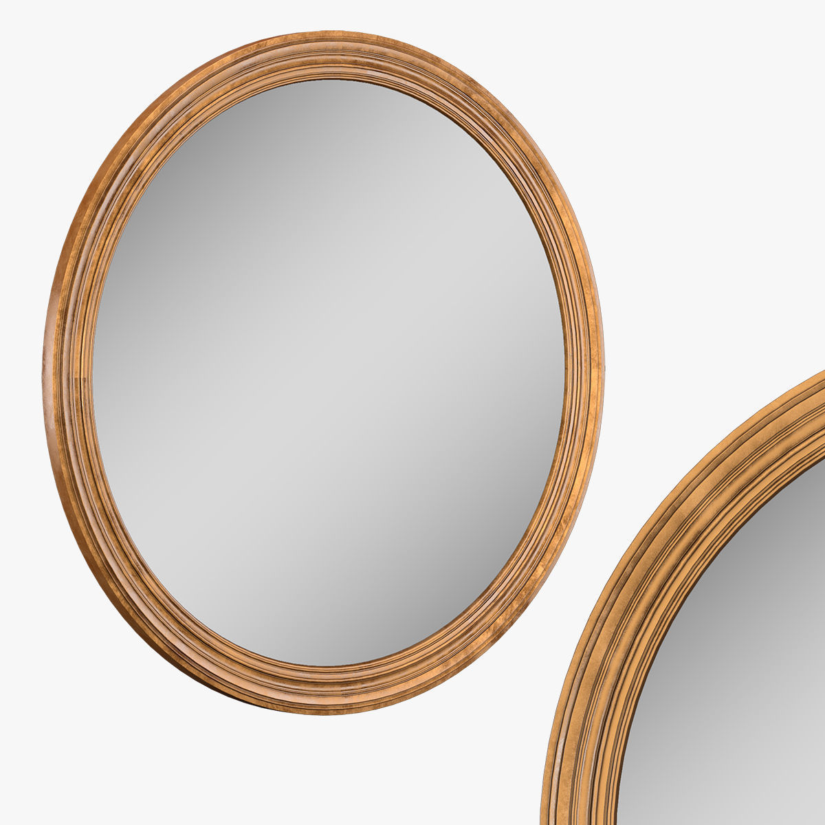 BAROQUE GILT ANTIQUED GLASS ROUND MIRROR 3D model_3