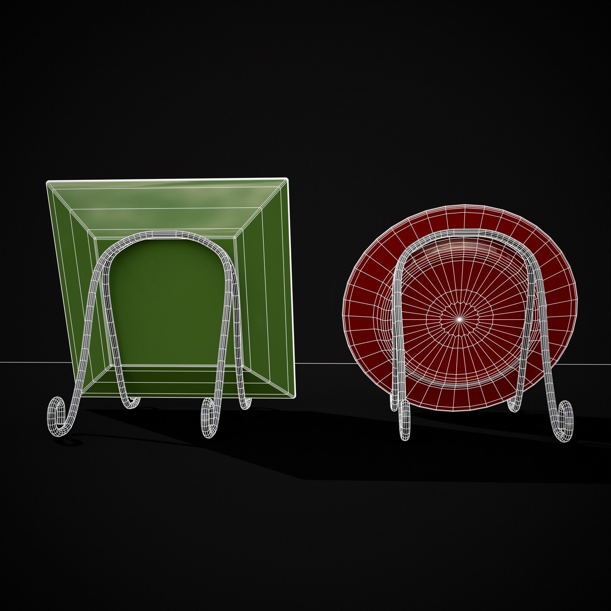 Red and Green Christmas Plates Low-poly 3D model_10