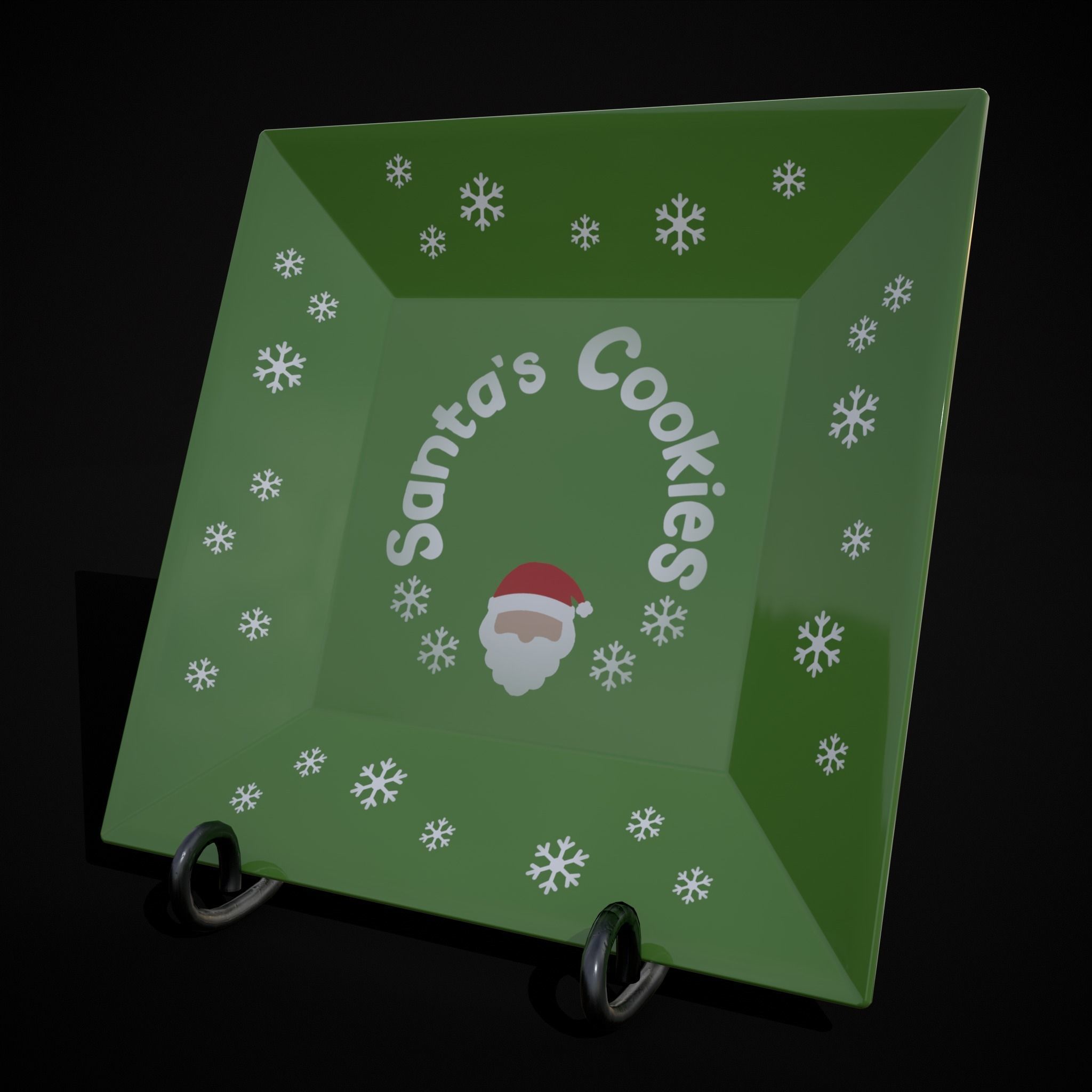 Red and Green Christmas Plates Low-poly 3D model_21