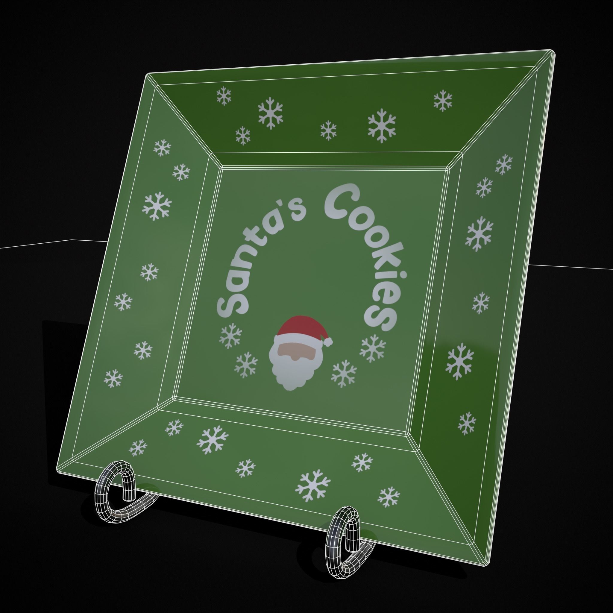 Red and Green Christmas Plates Low-poly 3D model_22