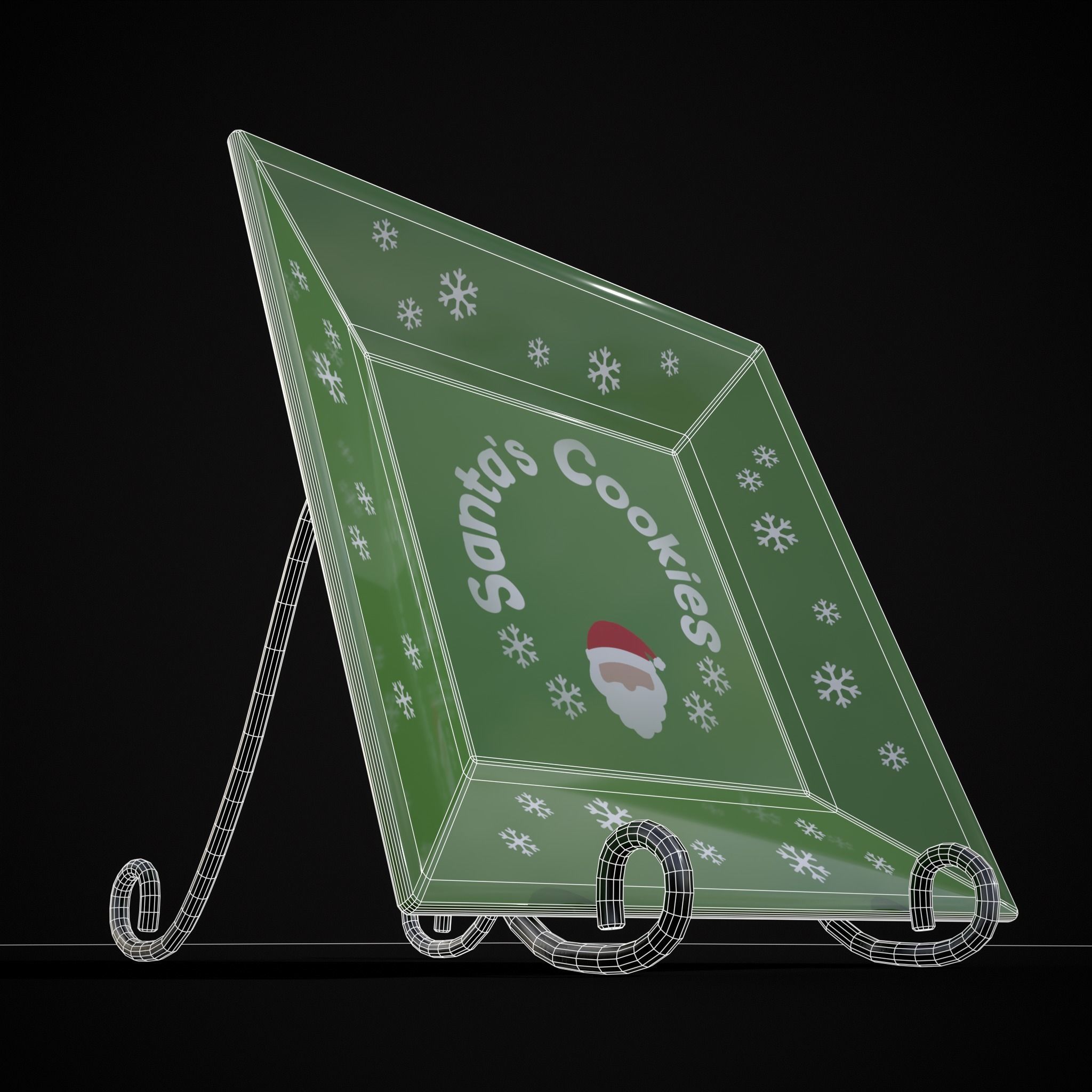 Red and Green Christmas Plates Low-poly 3D model_28