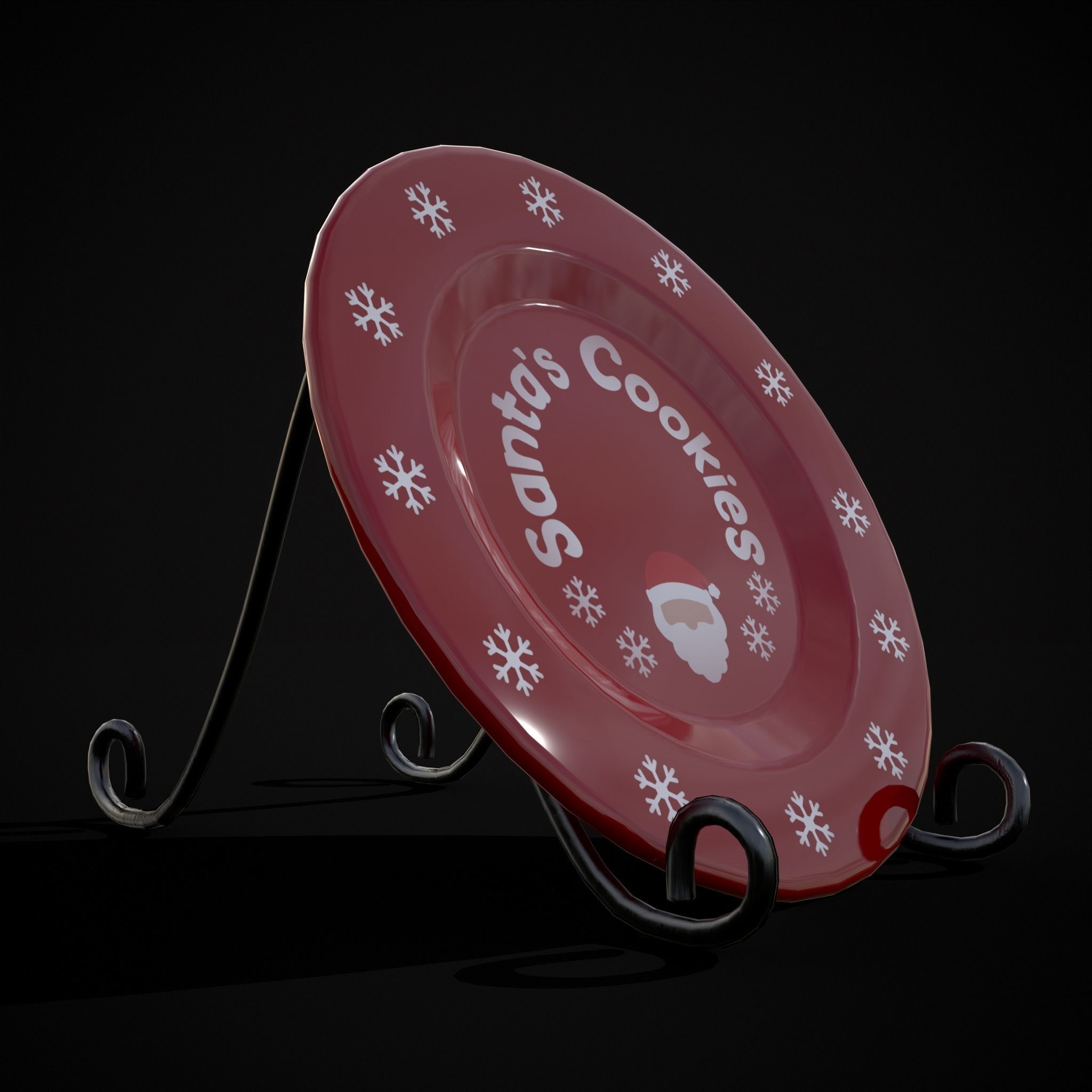 Red and Green Christmas Plates Low-poly 3D model_19