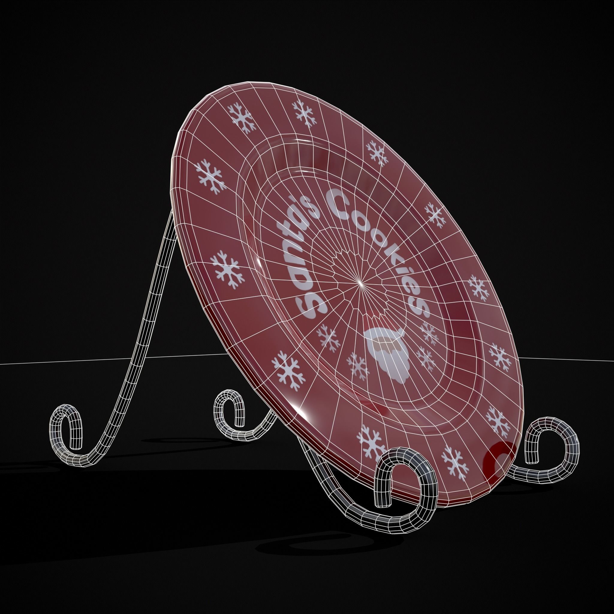 Red and Green Christmas Plates Low-poly 3D model_20