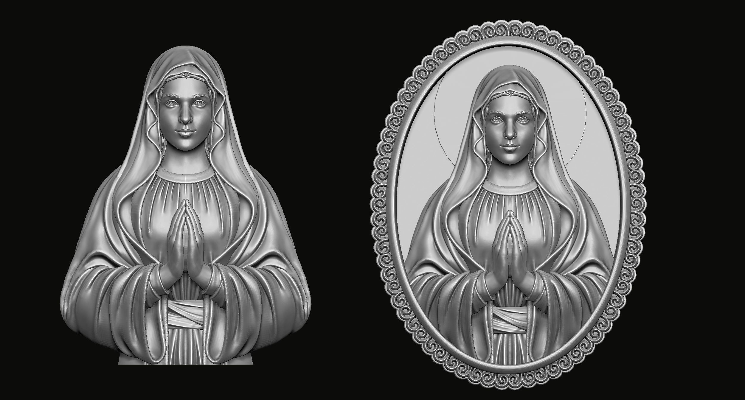 Holy Mary Medallion - op2 3D print model_1