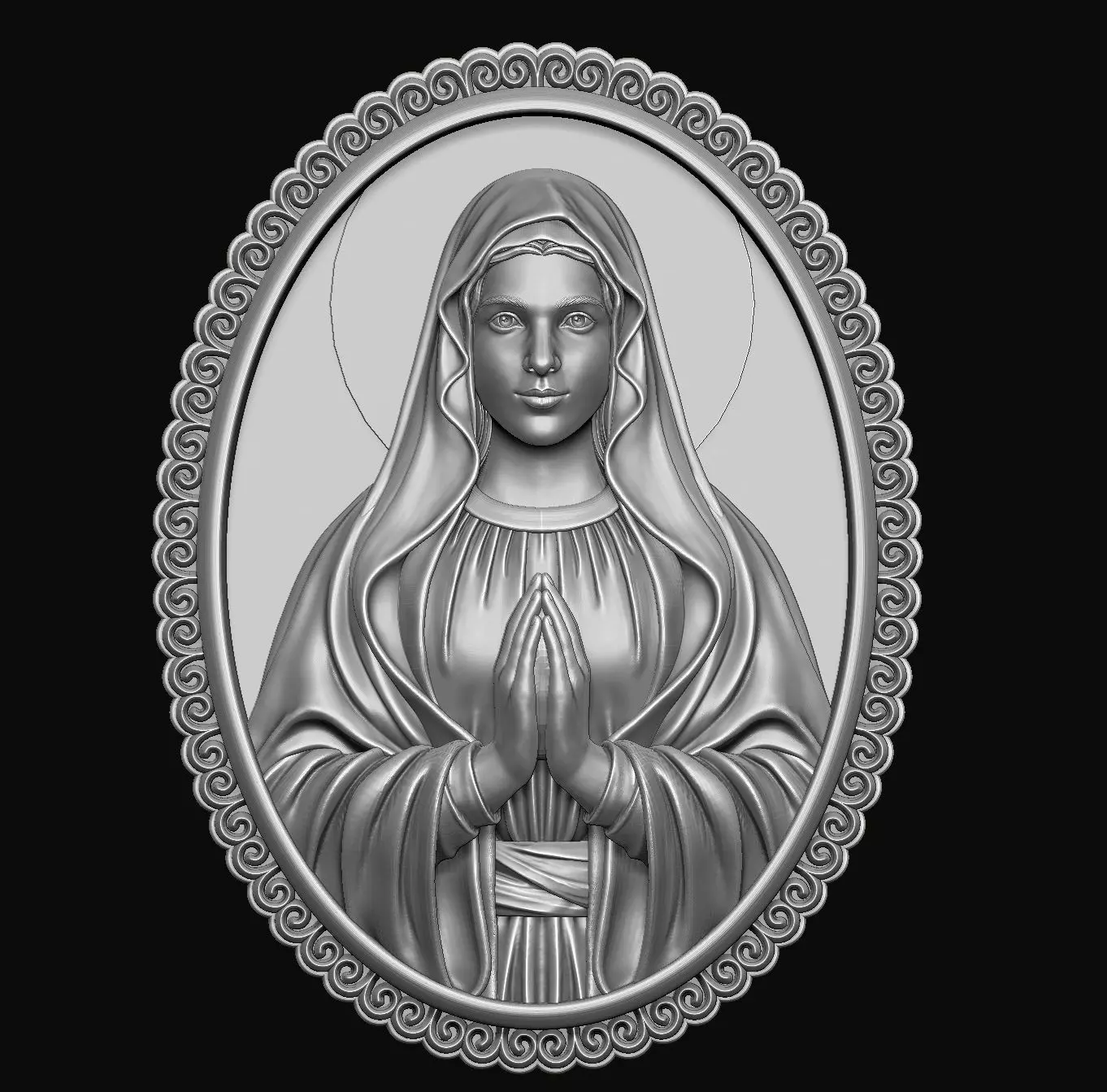 Holy Mary Medallion - op2 3D print model_0