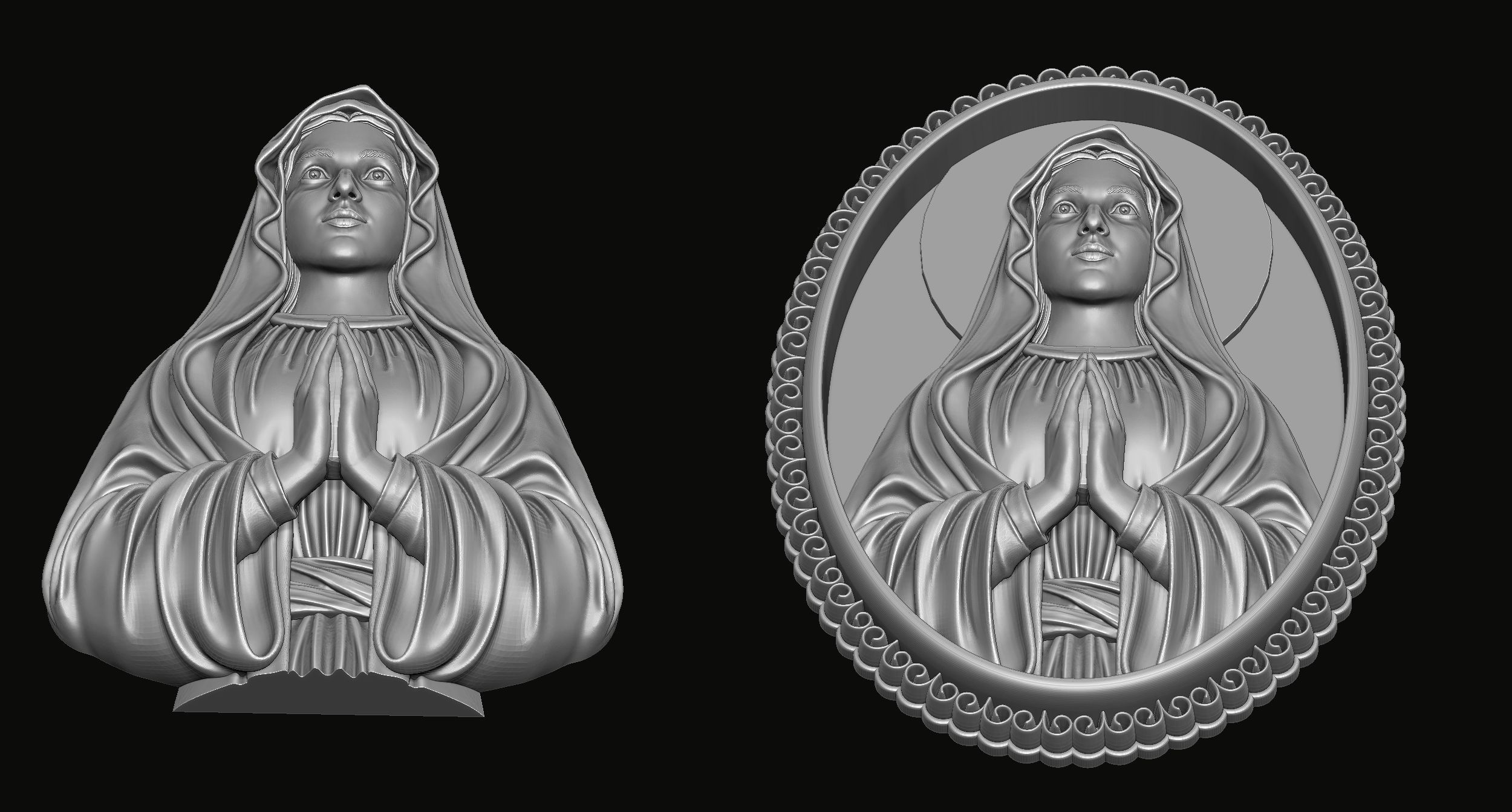 Holy Mary Medallion - op2 3D print model_3