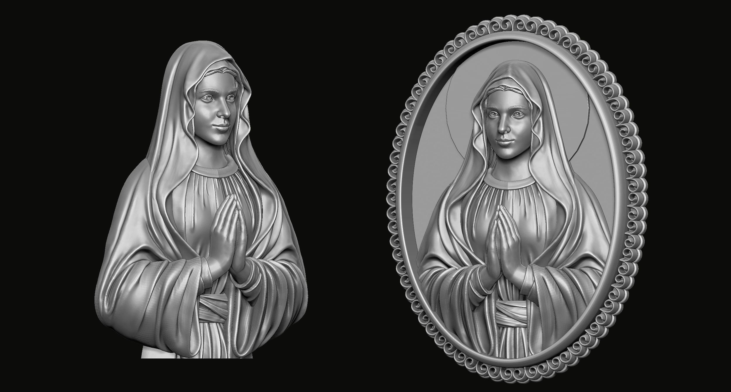Holy Mary Medallion - op2 3D print model_2