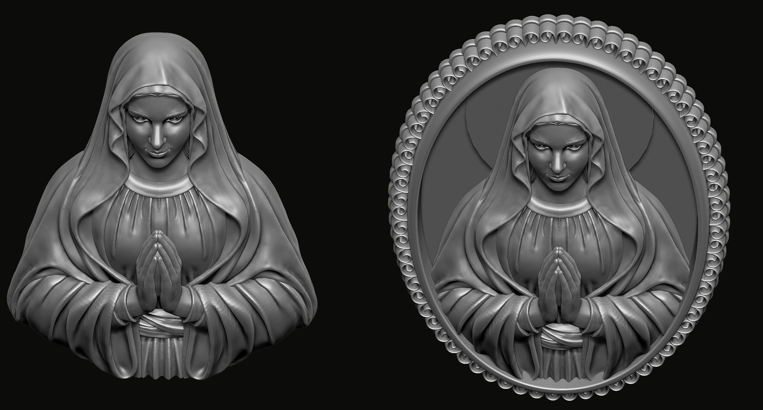 Holy Mary Medallion - op2 3D print model_5
