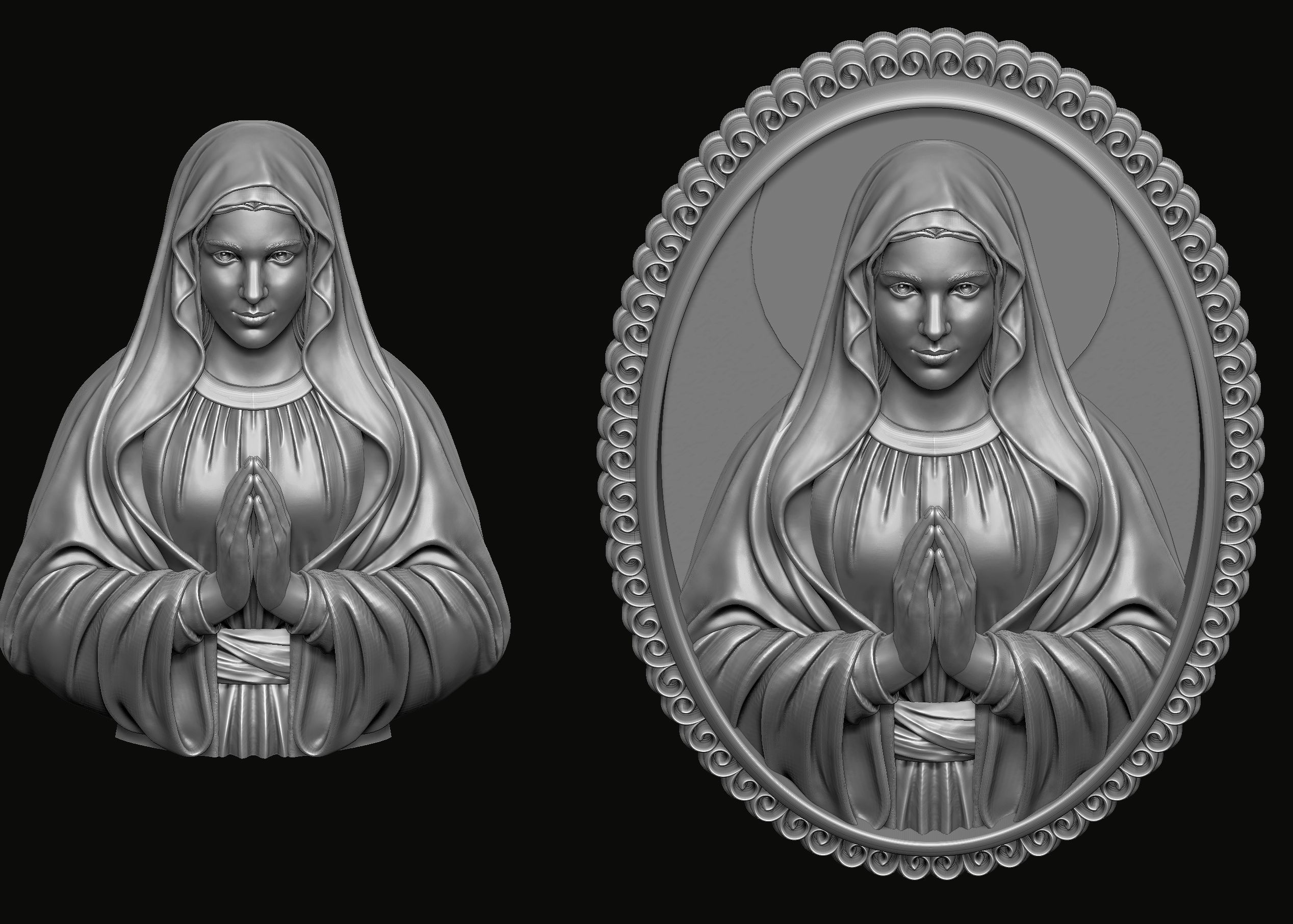 Holy Mary Medallion - op2 3D print model_4