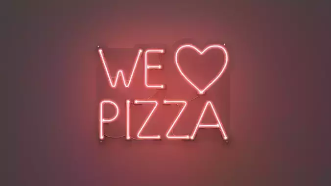 We Love Pizza - Neon Sign 3D model