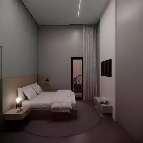 suite modern hotel room with bed and tv