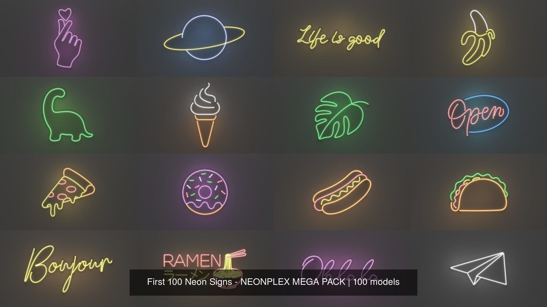 100 Neon Signs - NEONPLEX MEGA PACK 3D Model Collection_3