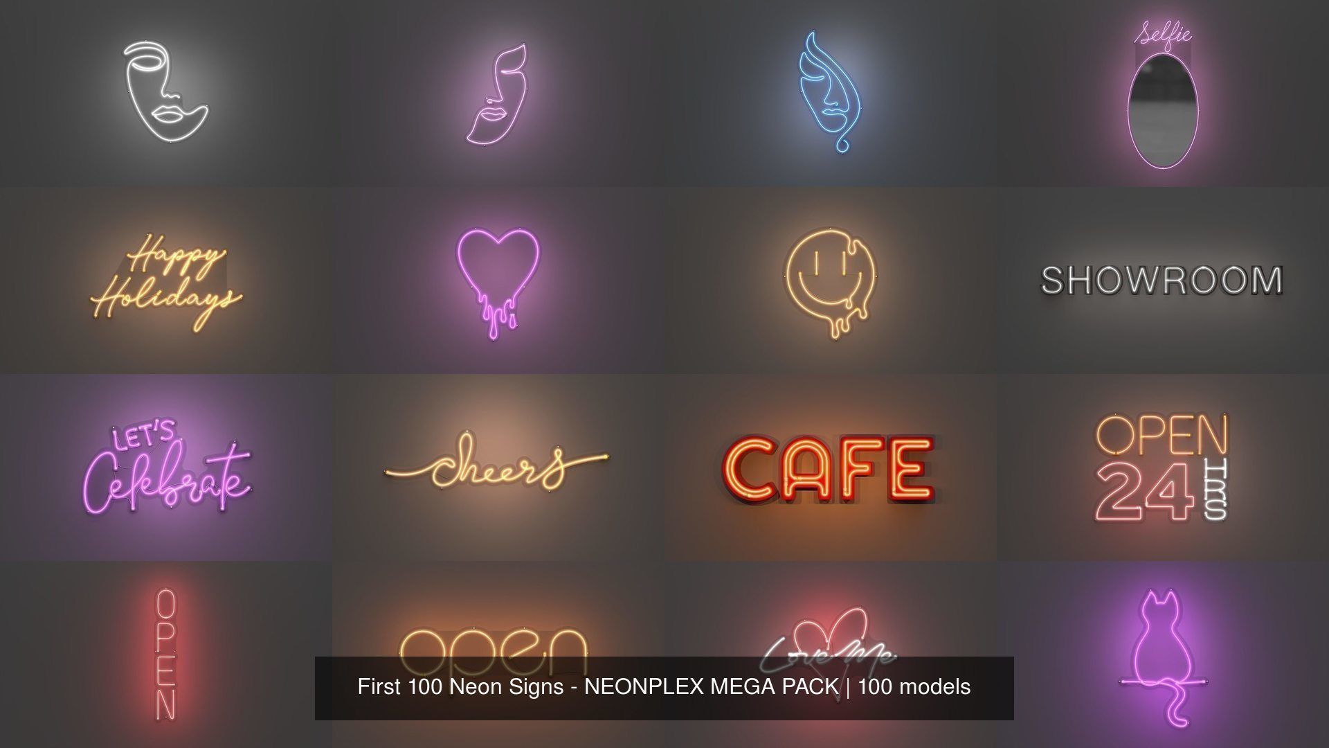 100 Neon Signs - NEONPLEX MEGA PACK 3D Model Collection_14