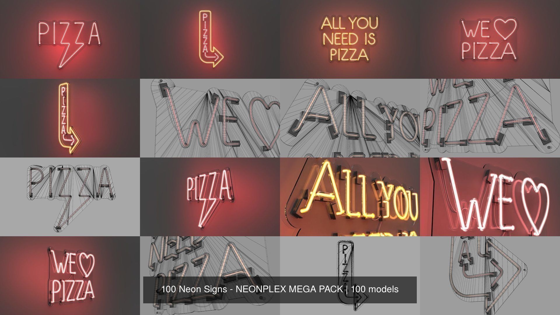 100 Neon Signs - NEONPLEX MEGA PACK 3D Model Collection_12