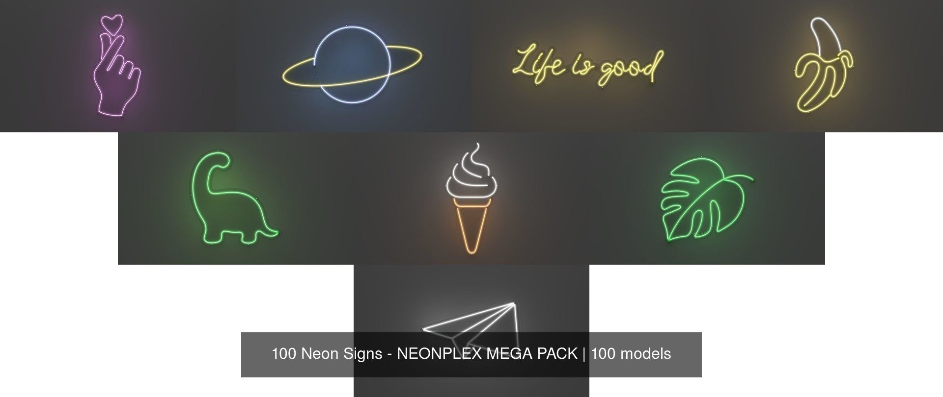 100 Neon Signs - NEONPLEX MEGA PACK 3D Model Collection_2