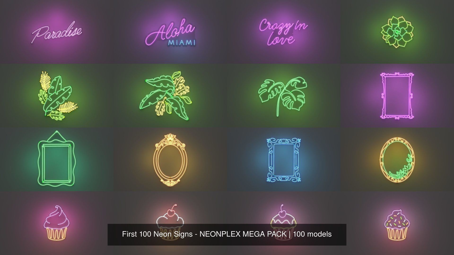 100 Neon Signs - NEONPLEX MEGA PACK 3D Model Collection_11