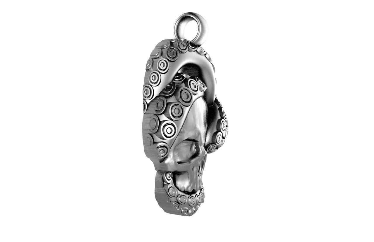 Skull with tentacles pendant 3D print model_2