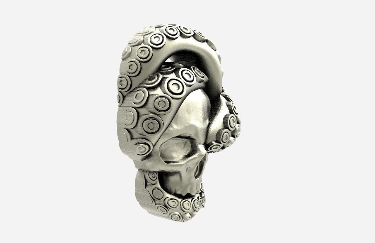 Skull with tentacles pendant 3D print model_7