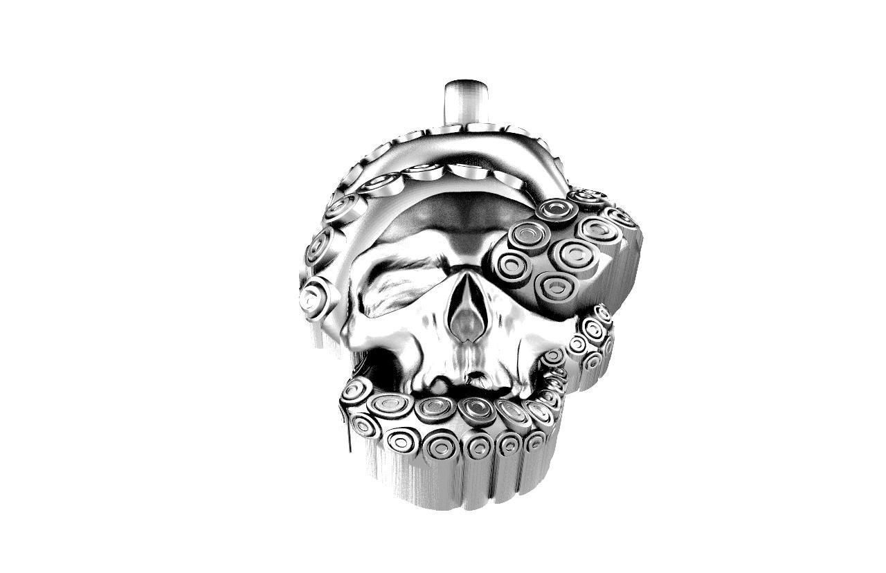 Skull with tentacles pendant 3D print model_3