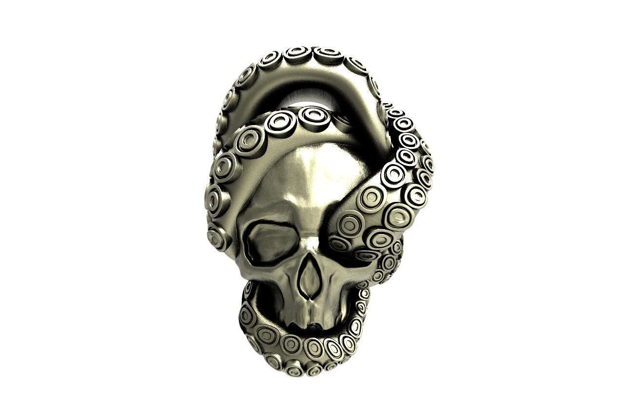Skull with tentacles pendant 3D print model_6