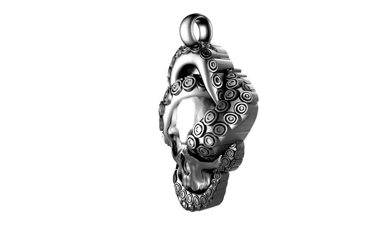 Skull with tentacles pendant 3D print model_1