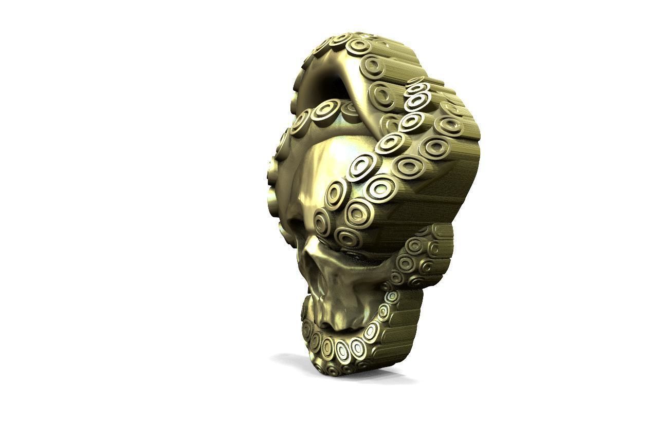 Skull with tentacles pendant 3D print model_5