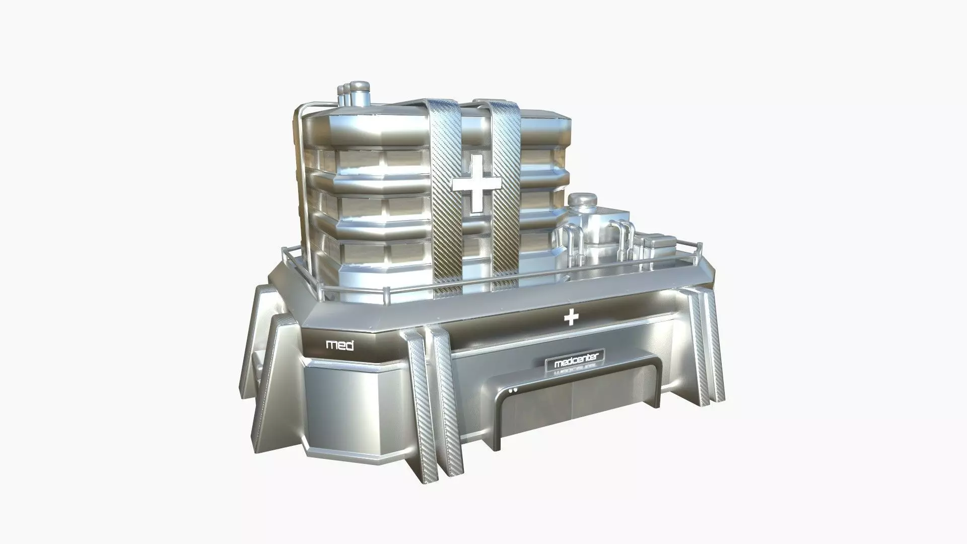 SciFi Hospital A08 Metallic - Sci Fi Exterior Design Low-poly 3D model_0