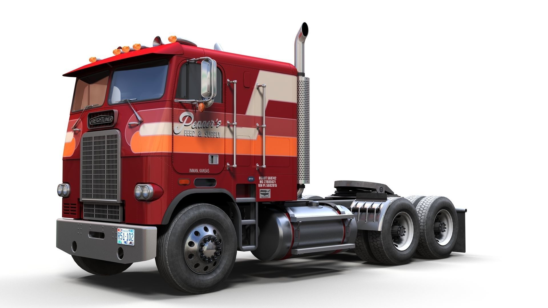 Freightliner FLT 1980 Low-poly 3D model_8