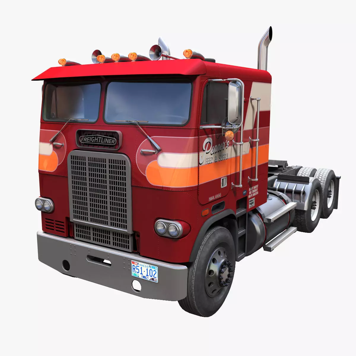 Freightliner FLT 1980 Low-poly 3D model_0