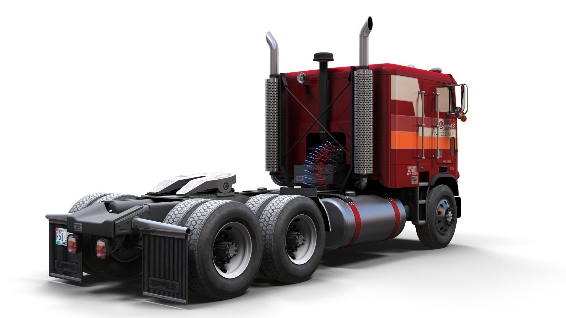 Freightliner FLT 1980 Low-poly 3D model_6