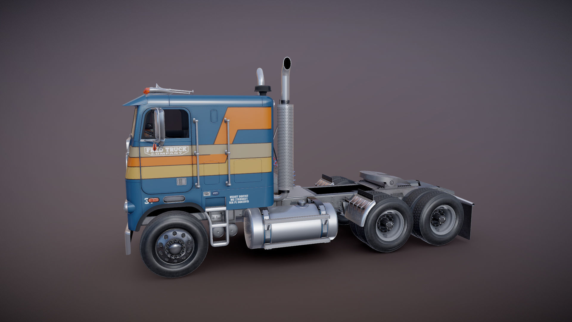 Freightliner FLT 1980 Low-poly 3D model_18