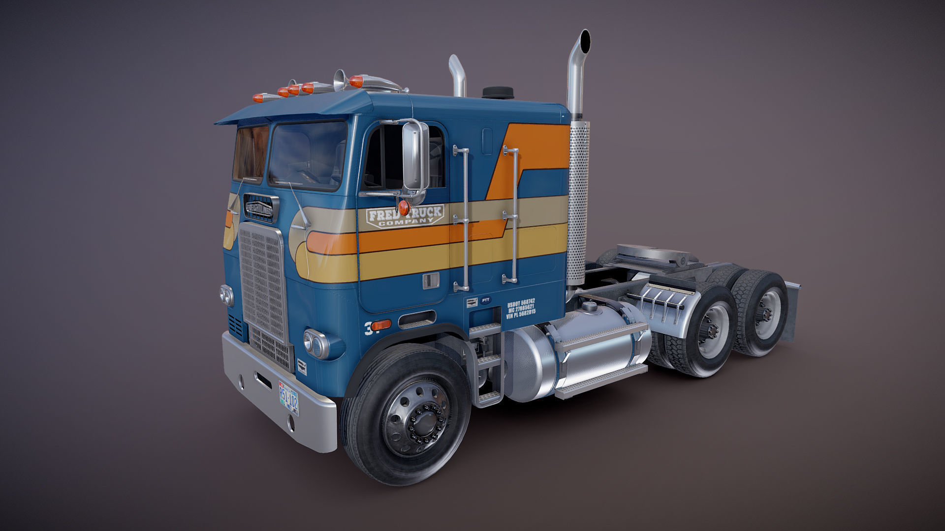 Freightliner FLT 1980 Low-poly 3D model_15