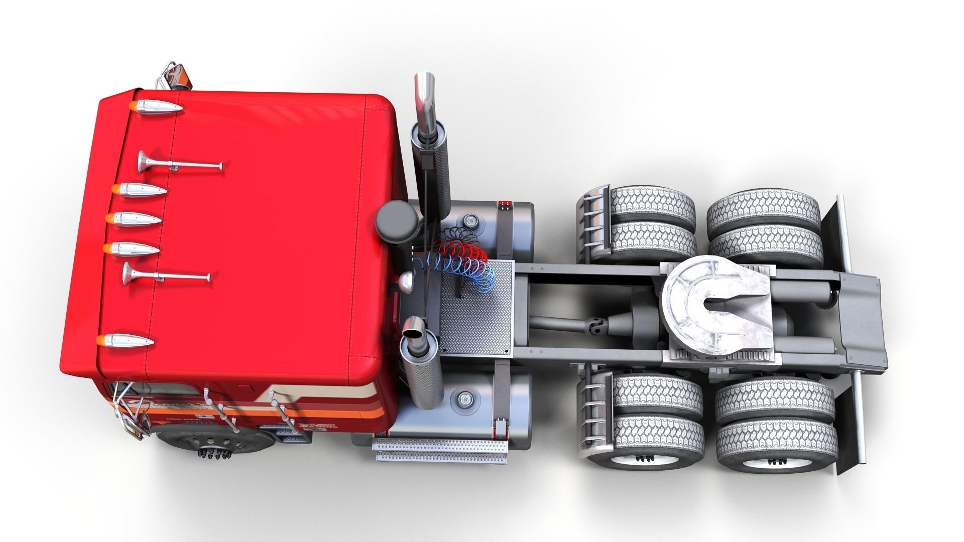 Freightliner FLT 1980 Low-poly 3D model_7