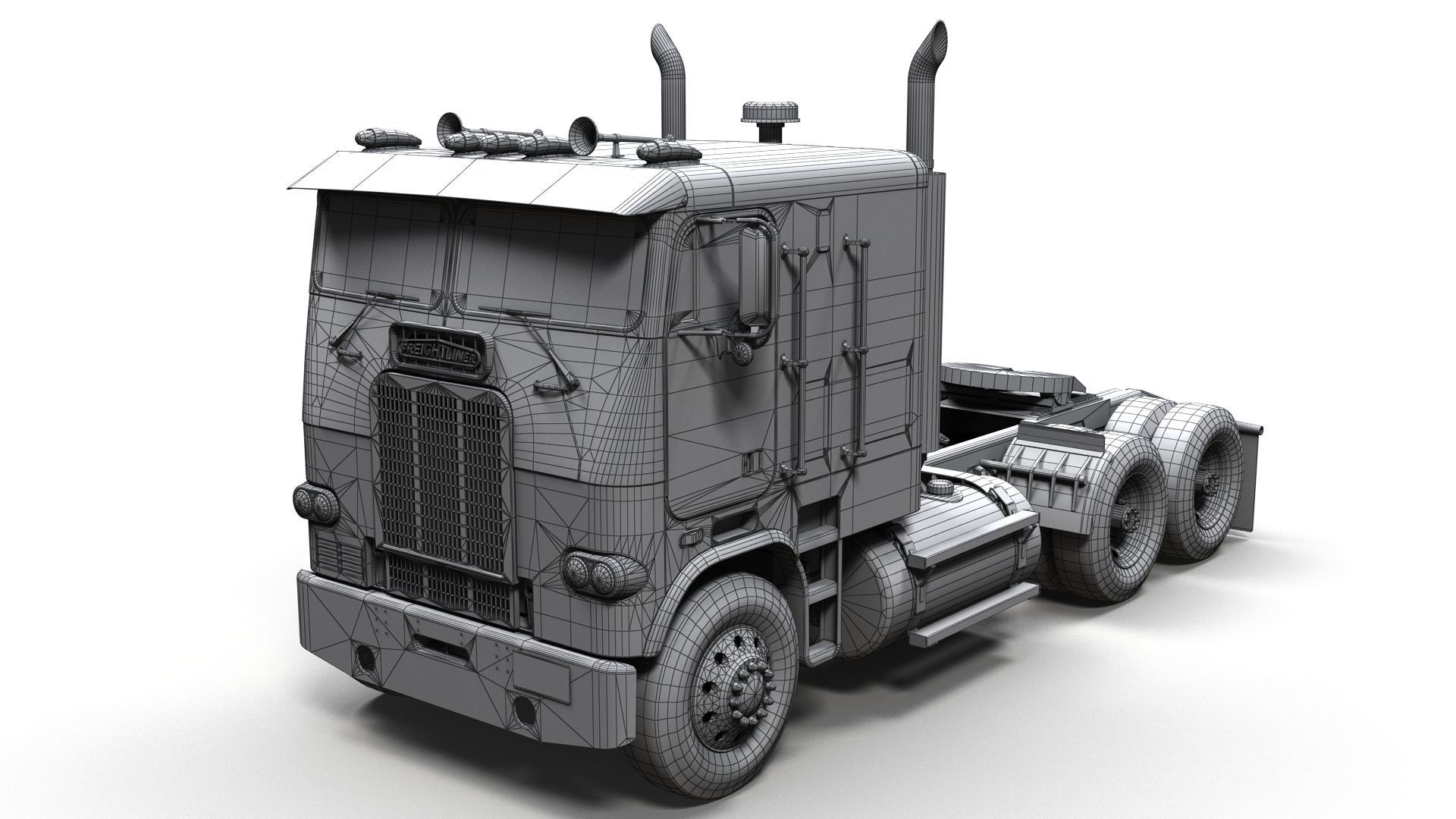 Freightliner FLT 1980 Low-poly 3D model_9