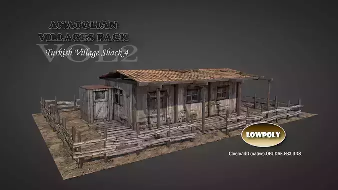 Anatolian Village Shack 4 Low-poly 3D model