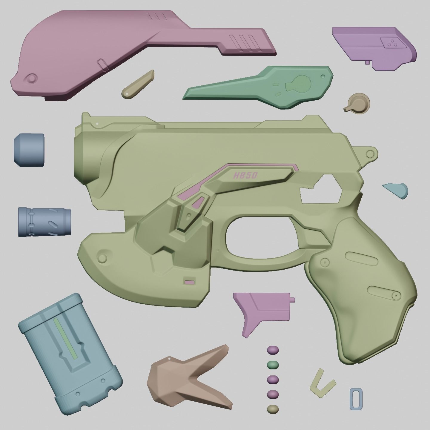 Overwatch DVA Light Gun Prop 3D Model 3D print model_9