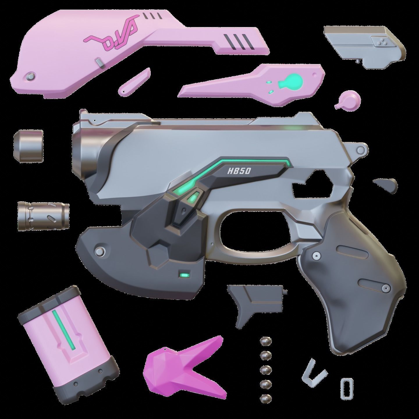 Overwatch DVA Light Gun Prop 3D Model 3D print model_2