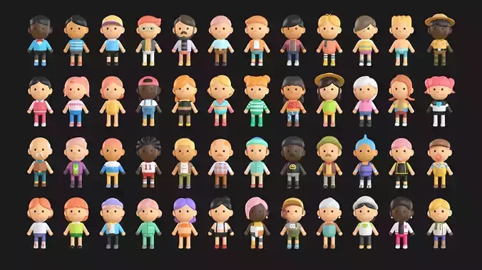 CARTOON CHARACTERS PACK 3D model