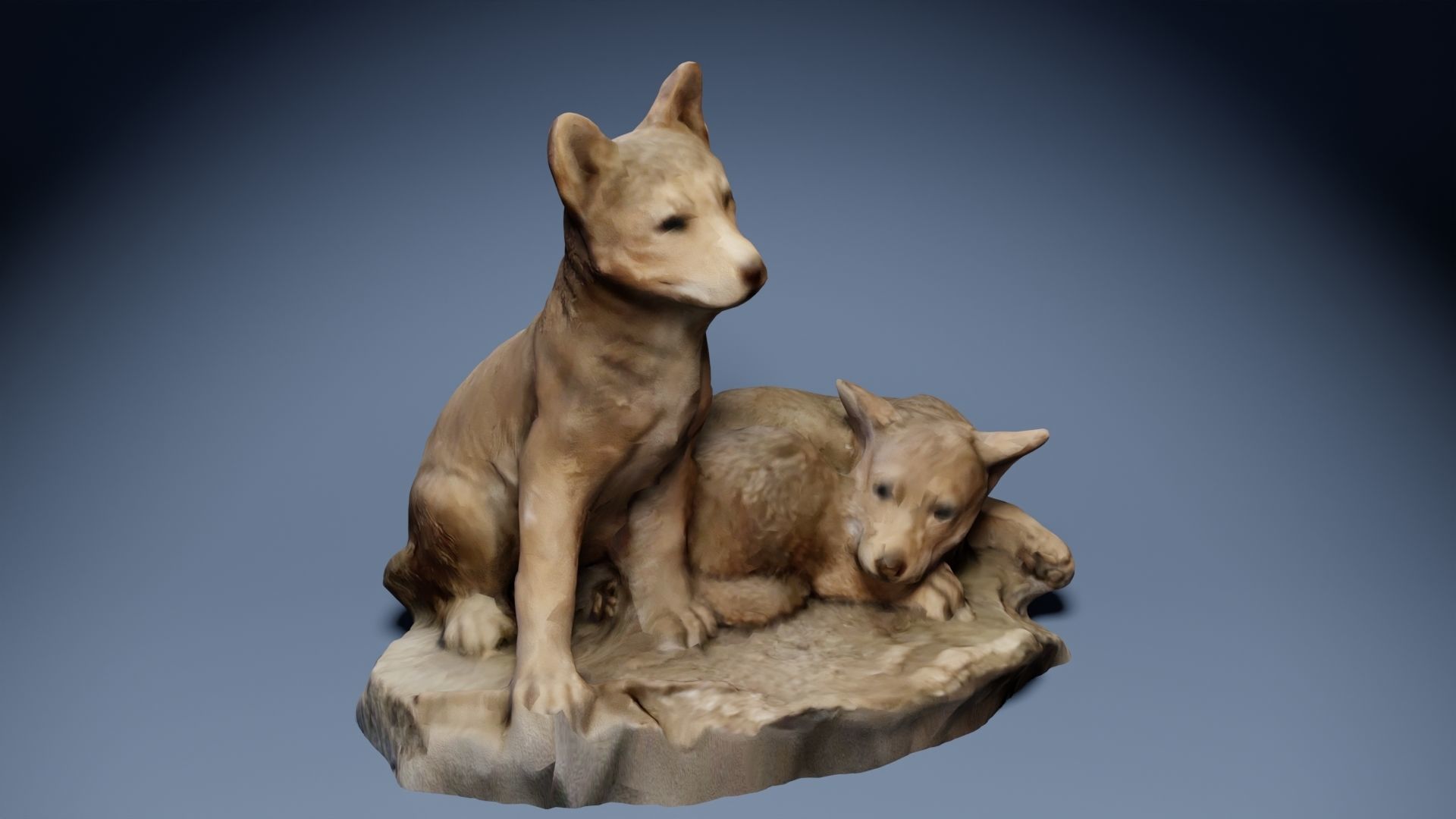 Big Wolf and Wolf Puppy figure collection Low-poly 3D model_21